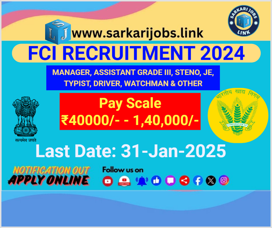 FCI Recruitment 2025 for 33566 Manager & Assistant