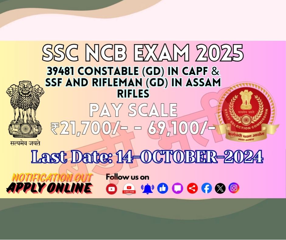 SSC NCB Exam 2025 for Constable (GD)