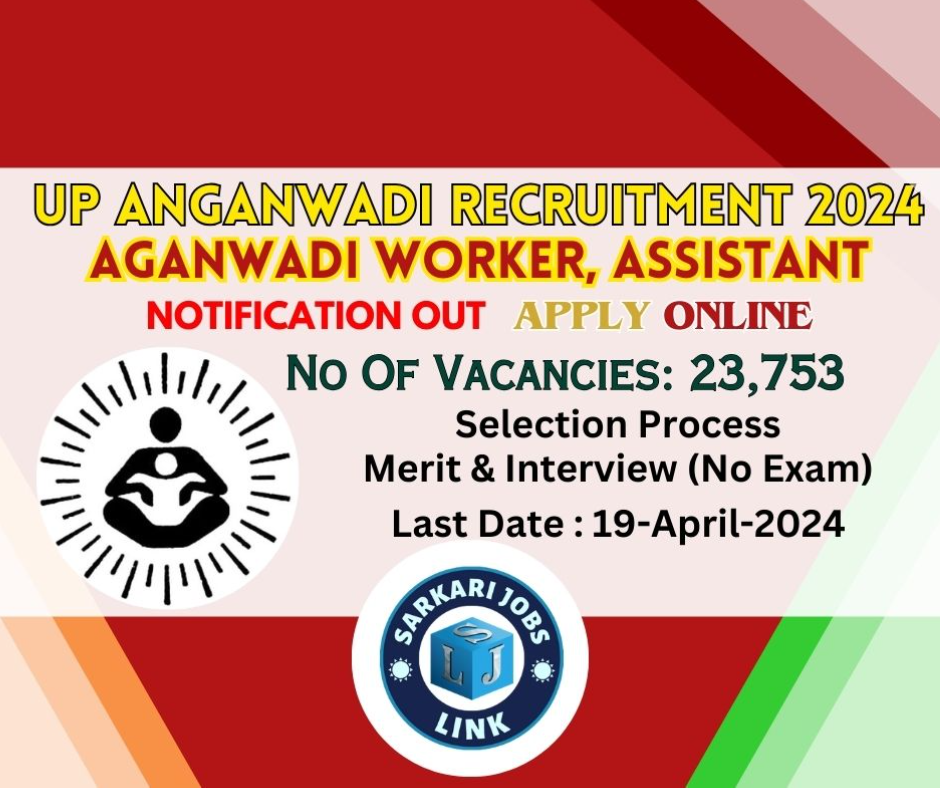 UP Anganwadi Recruitment 2024 for 23753 Aganwadi Worker Assistant